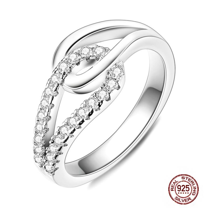 Shine Women koppar Fingerringar 925 Sterling Hjärta Krona Glöd Eldfluga Stjärna Sol Tusensköna Stapelbar Originalring Årsdag Zirkon