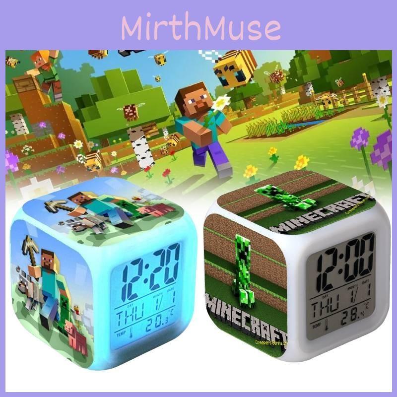 Minecraft Alarm Clock Led Night Light Colourful Changing Desktop Decoration