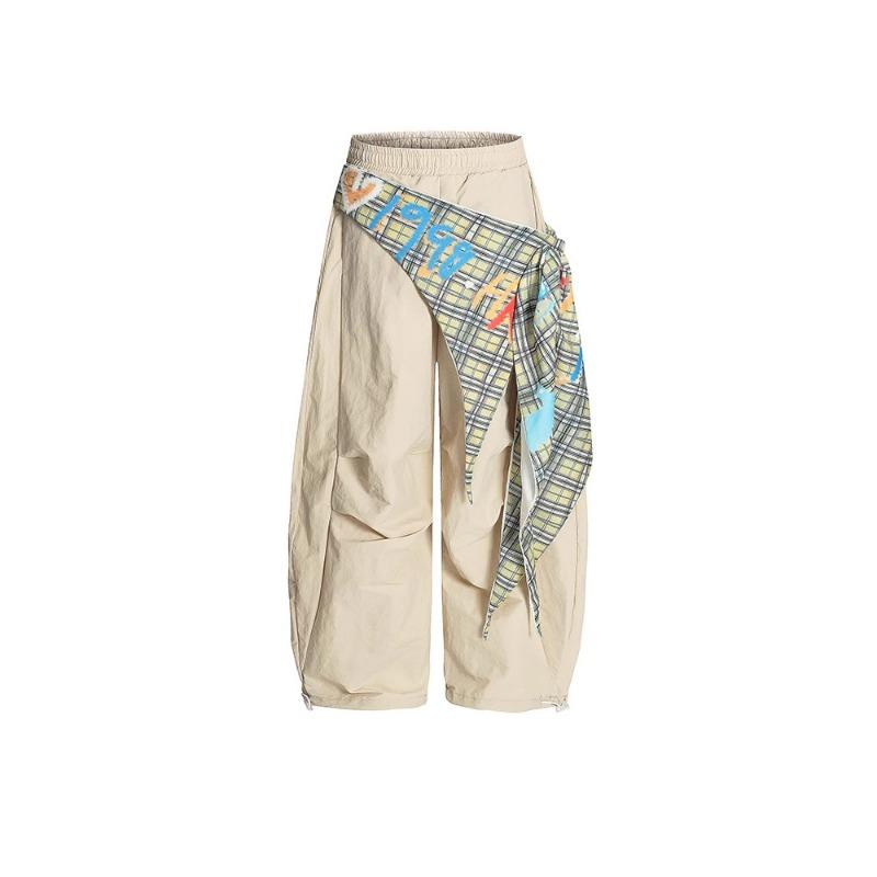 Retro design tooling paratrooper pants for men and women, summer new loose pleated wide-leg trousers