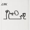Living Room Wall Art Funny Bathroom Sign, 3D Printed Minimalist Line Toilet Unique Art, Black Modern Home Decor for Washroom