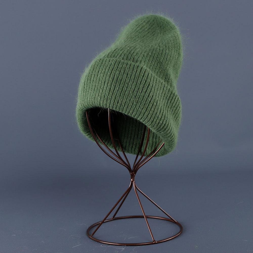 Rabbit Fur Beanies Soft Warm Fluffy Winter Hat for Women Angora Knitted Hat Beanies Female Bonnet warm Woman Knit Cap