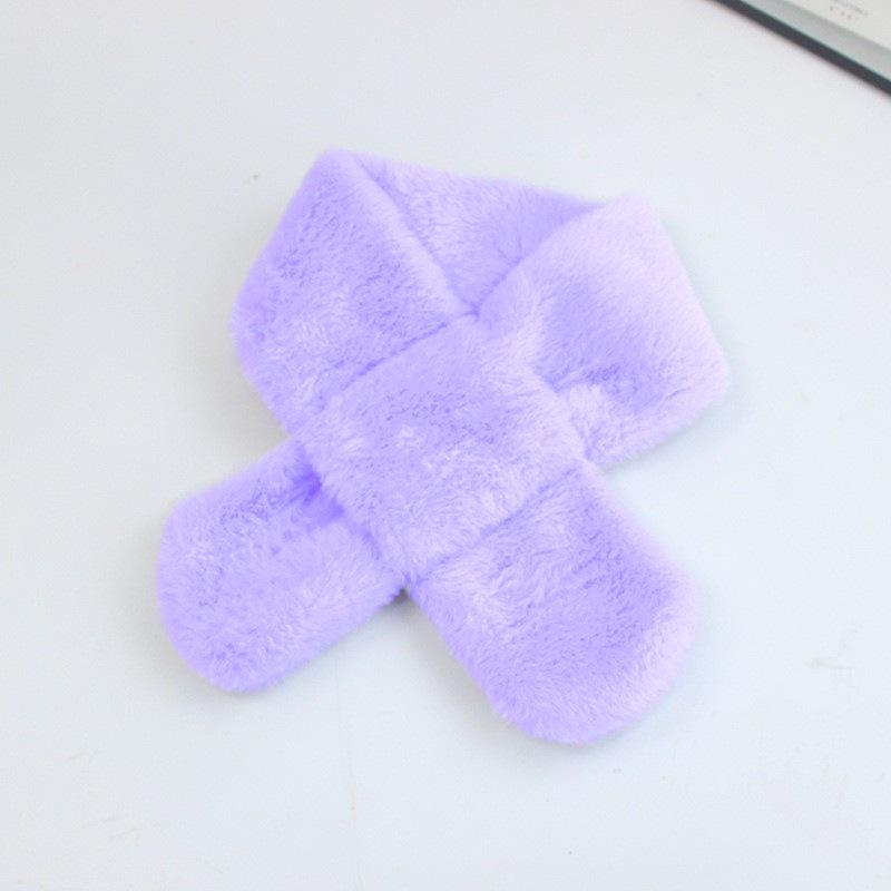 2025 Solid Color Children's Scarf: Autumn/Winter Warm Women's Imitation Rabbit Hair Thickened Baby Neck Warmer