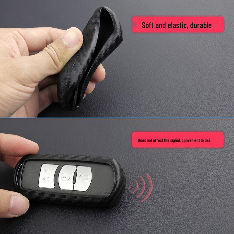 Mazda Atenza Carbon Fiber Pattern Key Case for CX-4, Axela, CX-5, CX-7, and CX-8