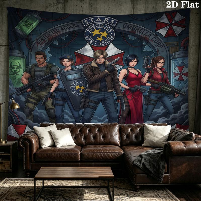 Resident Evil Wall Tapestry Aesthetic Wall Hanging Printed Fabric Blanket Decorative Tapestries For Bedroom Living Room Home Decor