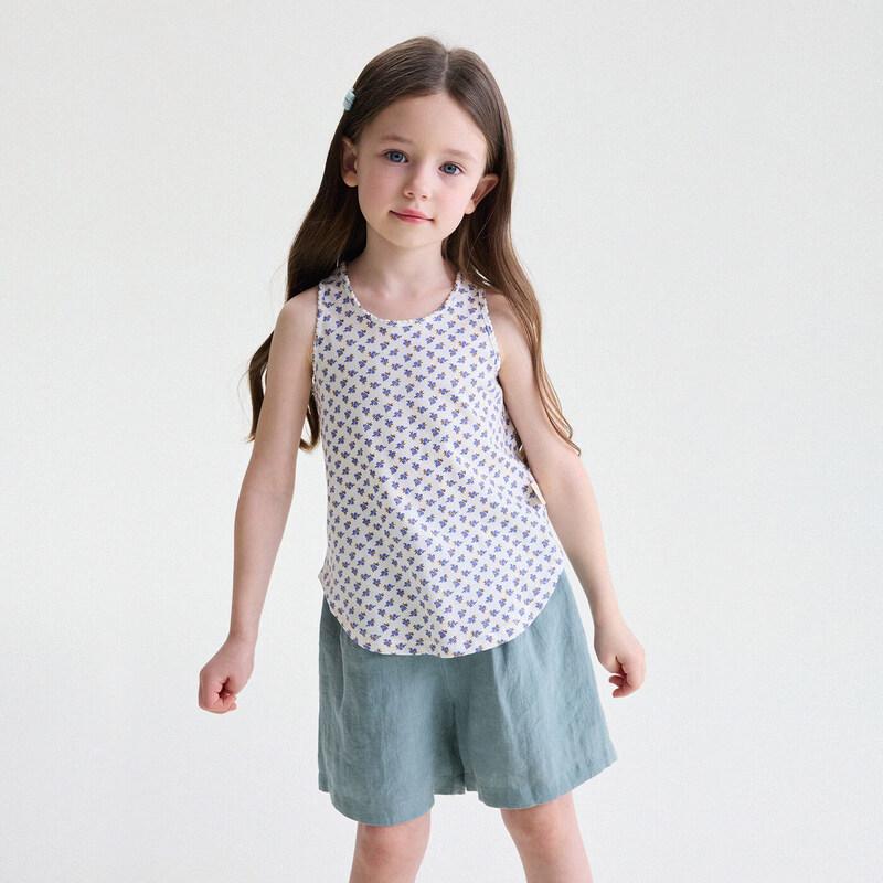 Yunerma Girls  2026 Summer Korean Style Striped Sleeveless Top 140