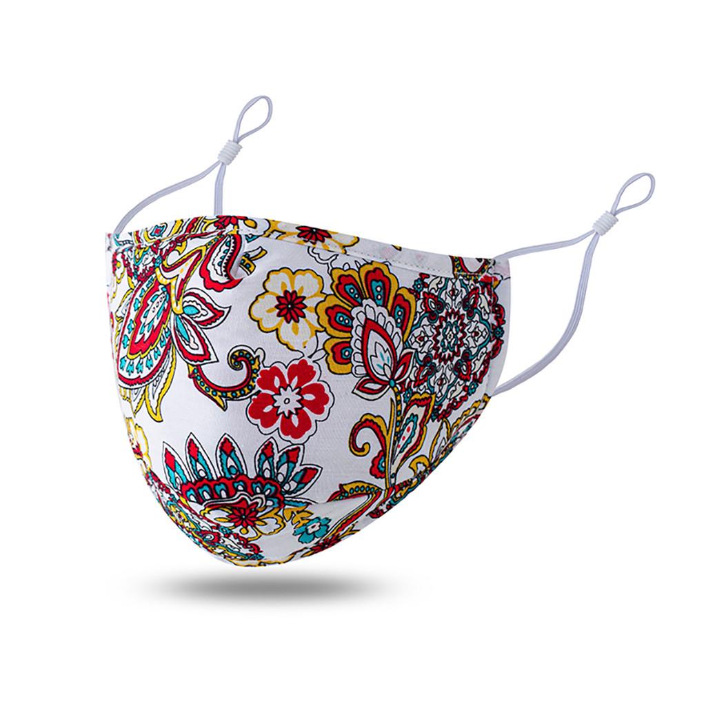

1 шт. Взрослая моющаяся дышащая защитная маска для лица с цветочным принтом белый