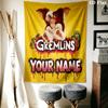 Gremlins Gizmo Custom Name Wall Tapestry Aesthetic Wall Hanging Printed Fabric Blanket Decorative Tapestries for Bedroom Living Room Home Decor
