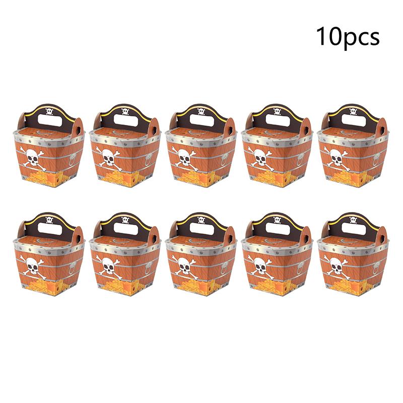 

10 шт. пиратские коробки с сокровищами, бумажные подарочные коробки для конфет, детские товары для вечеринок на Хэллоуин, пиратский тематический декор на день рождения