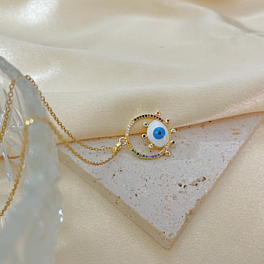 Gold Hamsa Hand Eye Stainless Steel Hypoallergenic To Coin Hip Hop Thanksgiving Accessories Colored [Rockyu] Women's Necklace, Necklace, Coin, Devil's