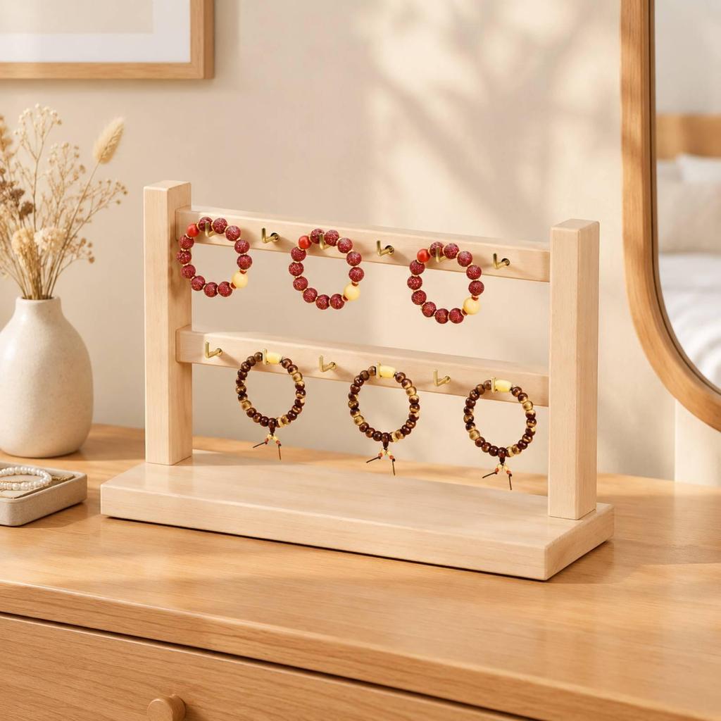 Schmuckständer Freistehender Organizer mit Haken Holzoptik Halsketten- und Armbandhalter