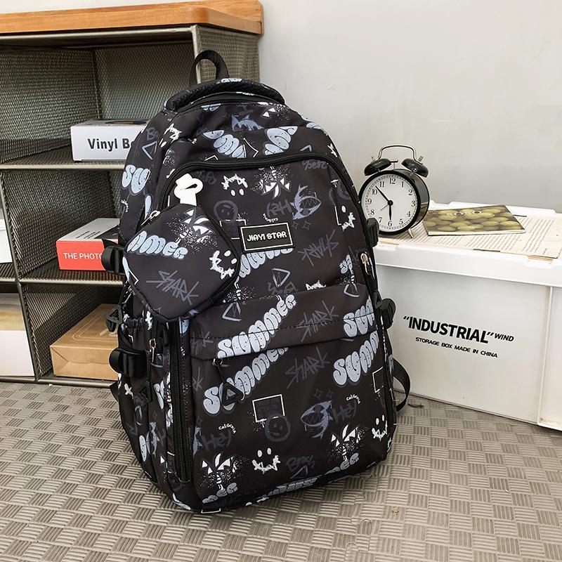 Граффити Принт Школьный Ранец Мужской Класс 4-6 Рюкзак С Монетницей зелёный — фото 9