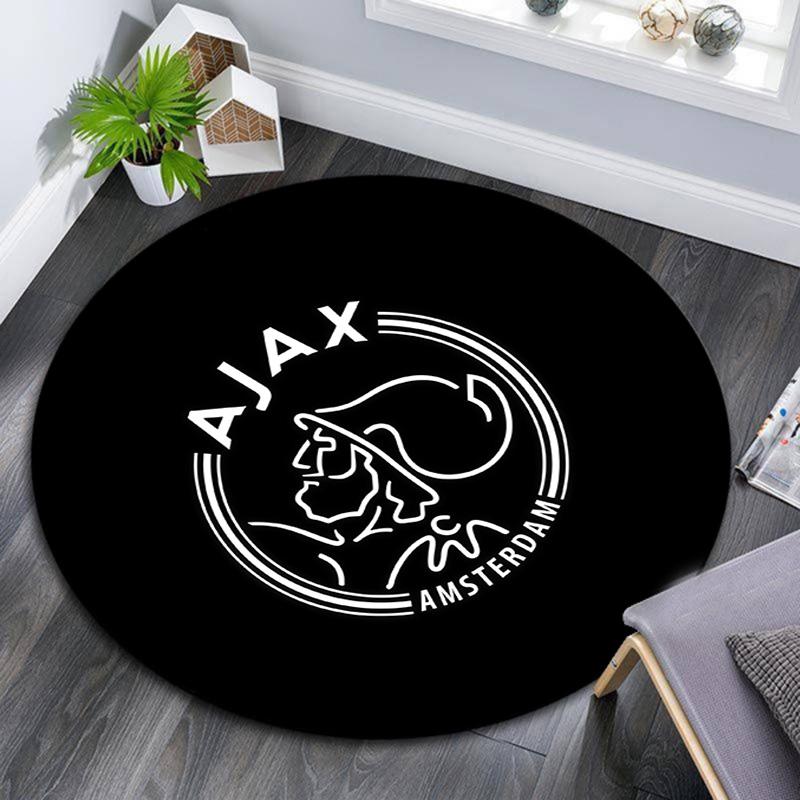 Amsterdamsche Football Club Ajax Round Area Rug,Carpet Rug for Living Room Bedroom Sofa Playroom Decor,Non-slip Floor Mat