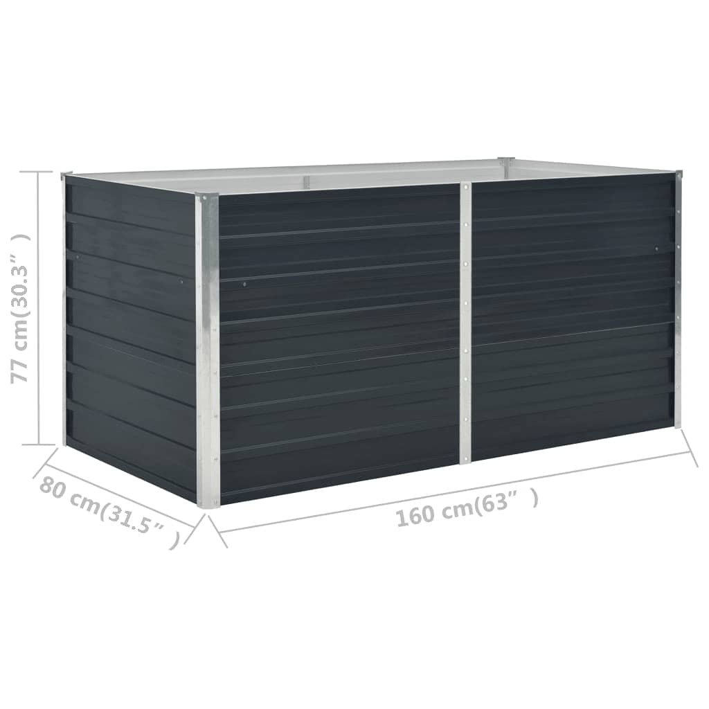 Raised Garden Bed Anthracite Grey 160 X 80 X 77 Cm Galvanized Steel