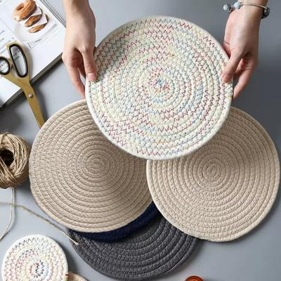 Soft Cotton Woven Coaster Set Heat Insulation Anti-Scald Water-absorbent Noise-reducing Cotton Cup Mat