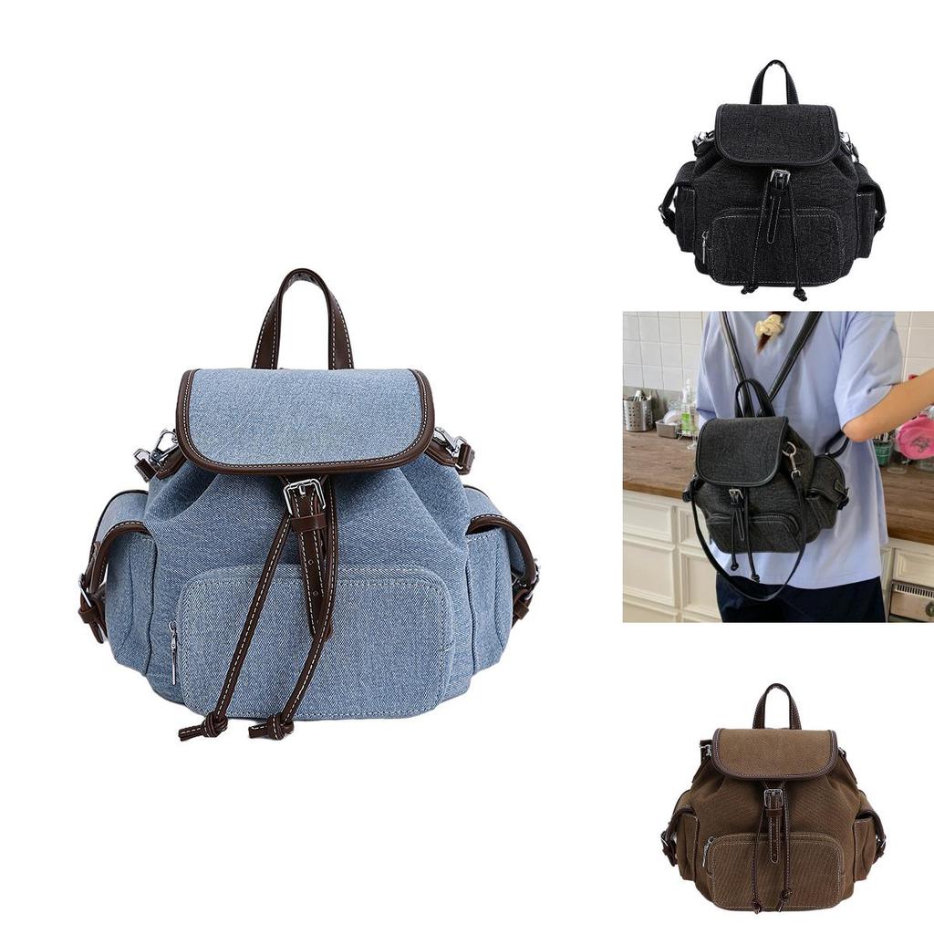 Denim Canvas Backpack For Travel And Adjustable Straps For Casual Use