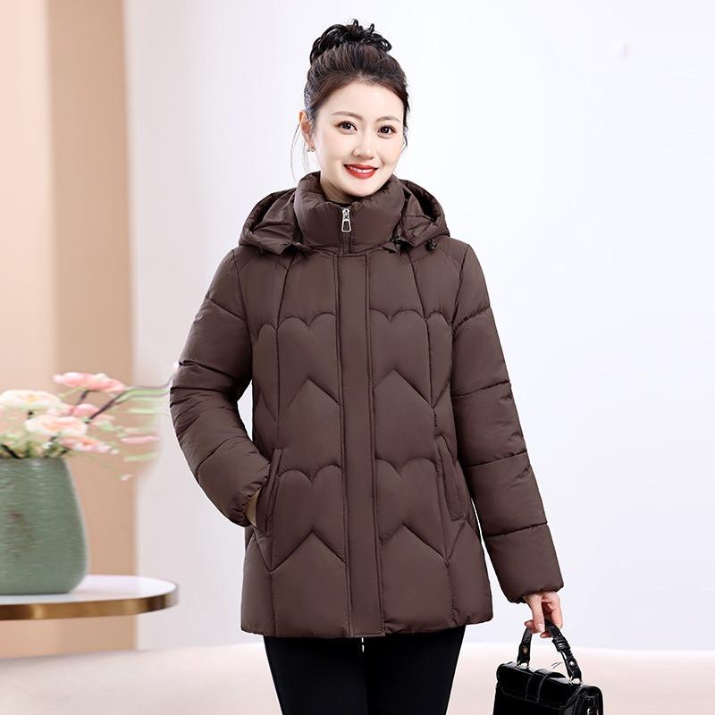 

Women s short winter warm new mother s winter loose thickened warm cotton clothes women s 5XL [recommended 150-80kg] темно-коричневого