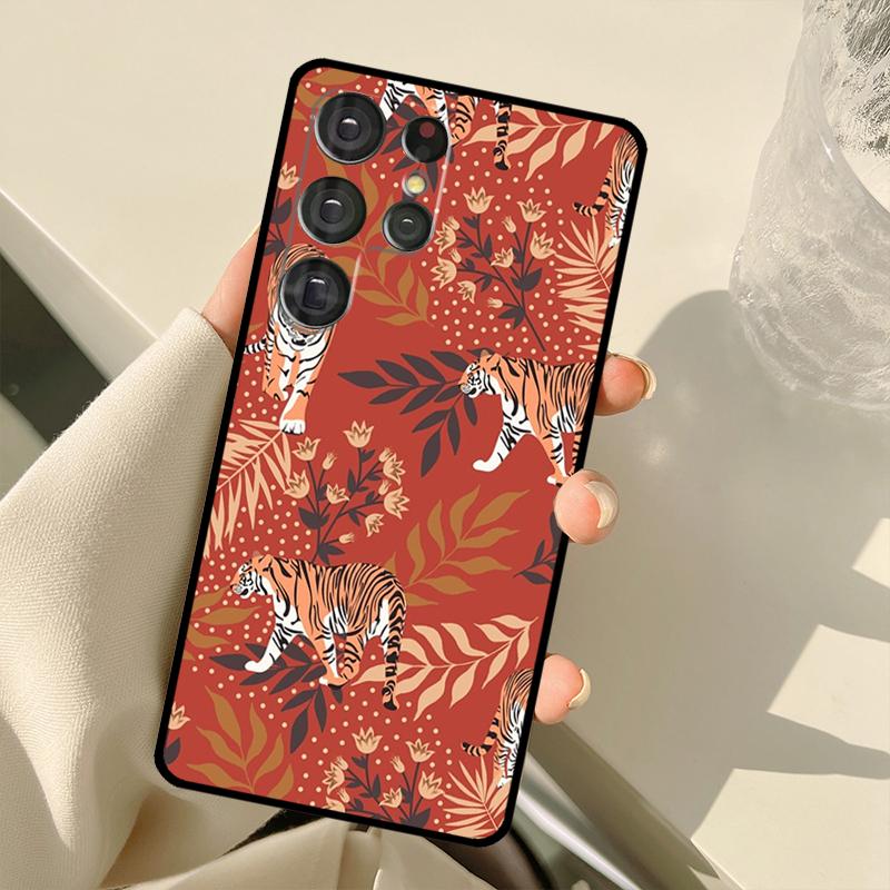 Tigers Leopards Tropical Leaves For Samsung Galaxy S21 S22 Ultra Note 20 S8 S9 S10 Plus Note 10 Plus S20 FE Phone Cover