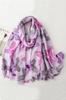 Purple and Pink Shawl with Flowers and Particles - Light and Feminine, 180x90