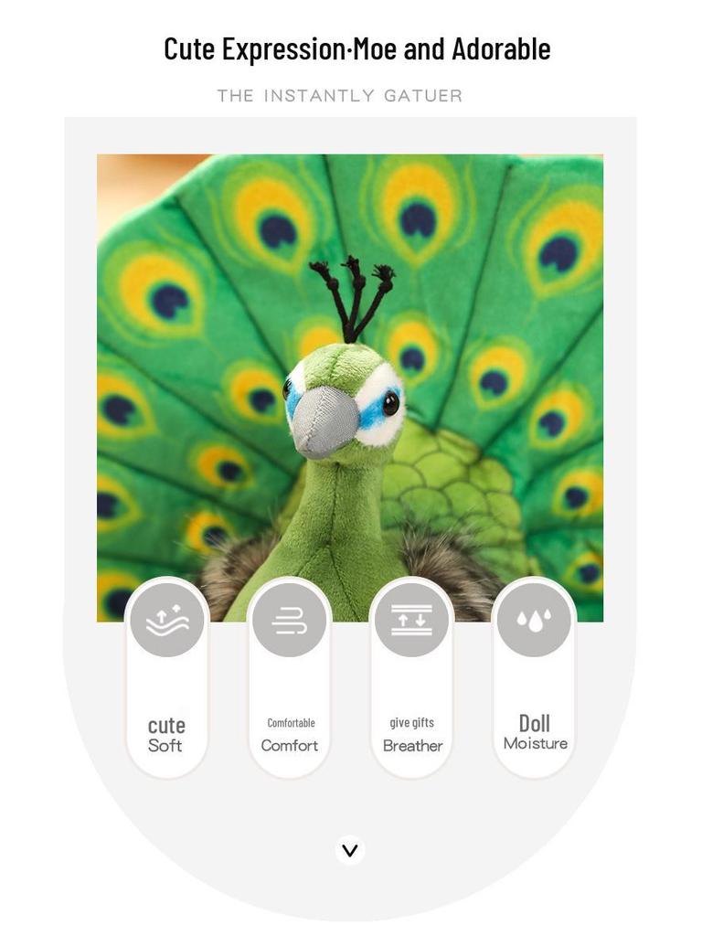 Peacock Plush Toy Doll - Zoo Souvenir for Kids
