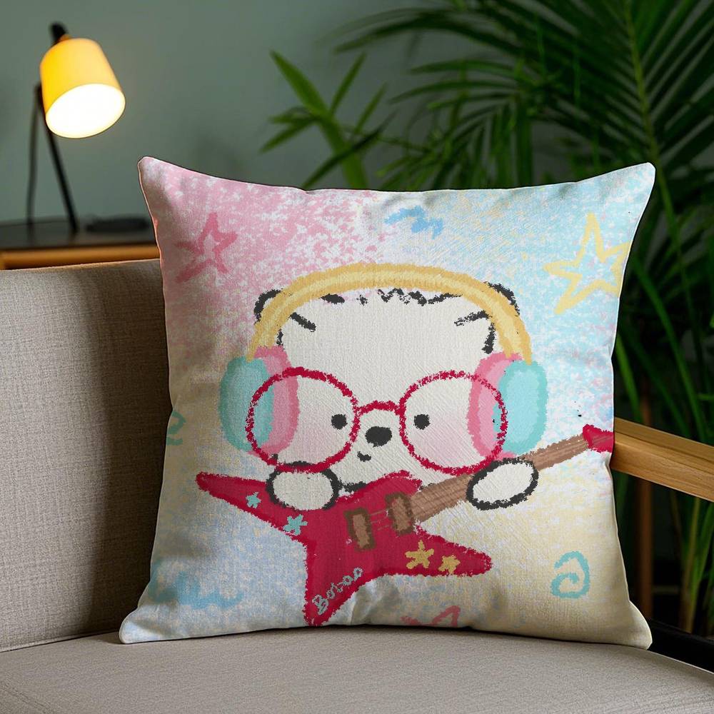 

Zodiac Animals With Guitars Pillow Case Anti-dustmite Invisible Zipper Sofa Bed 12x12Inch