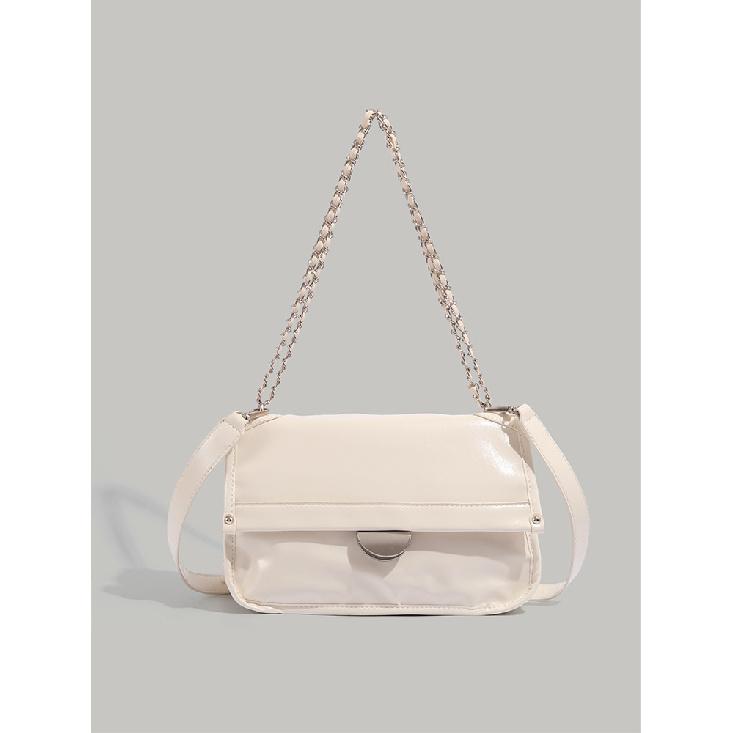 Unique design textured chain underarm bag for women, 2025 new model, solid color, simple and stylish, suitable for commuting белый