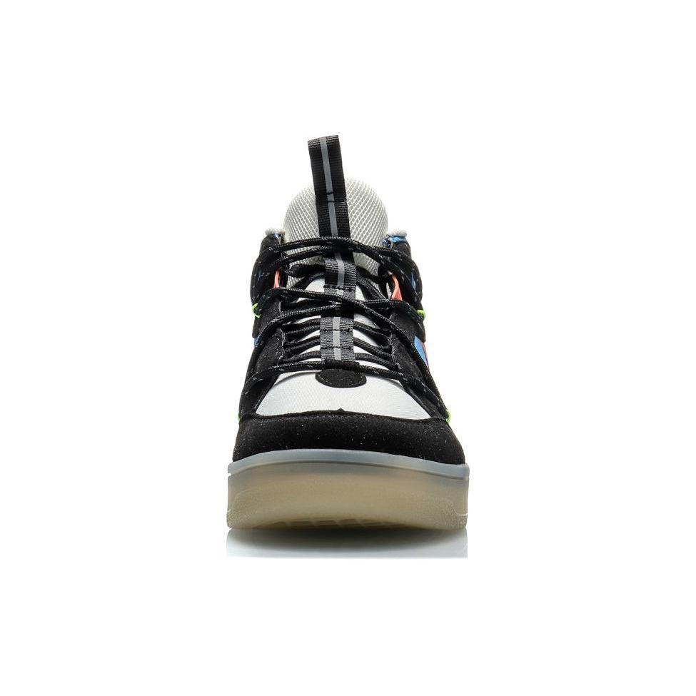 Li Ning Counterflow Hunter Slip Resistant Abrasion Resistant Mid top Skateboard Shoes Men's Black Blue AGCQ127-3