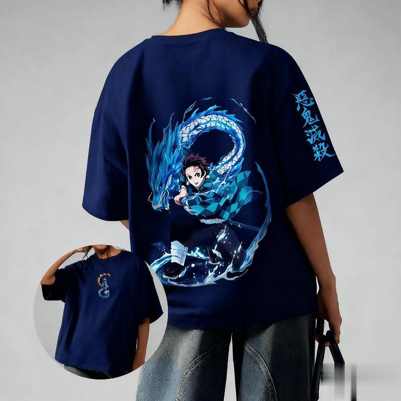 Fashion Y2K Demon Slayer Anime Super Large Mens SpringSummer New Product Casual Tshirt