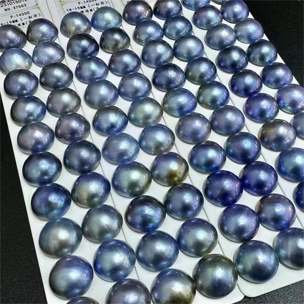 Fashion Big Size 15-16mm Natural Sea Water Indonesia Blue Mabe Pearl for Pendant Jewelry