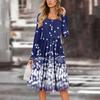 Women's Casual Fashion Sexy Comfortable Sundress Button Long Sleeves With Pockets Floral Print Dress