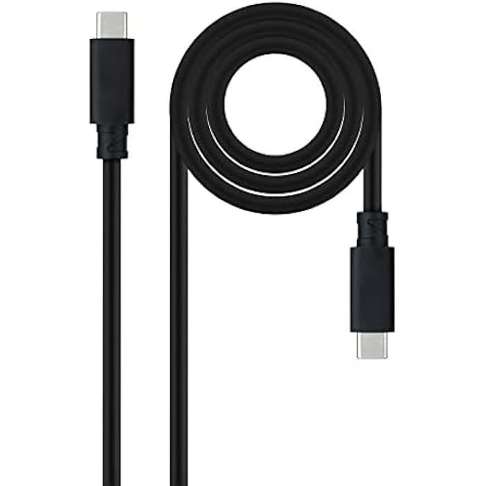 NANOCABLE 10.01.4100 Câble USB 3.1 Gen2 10Gbps 5A 4K/60Hz USB-C/M-USB-C/M Noir 0,5 M