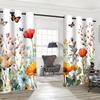 2 Pcs Flower butterfly print curtains,suitable for bedroom,living room kitchen decoration,home decoration,window decoration