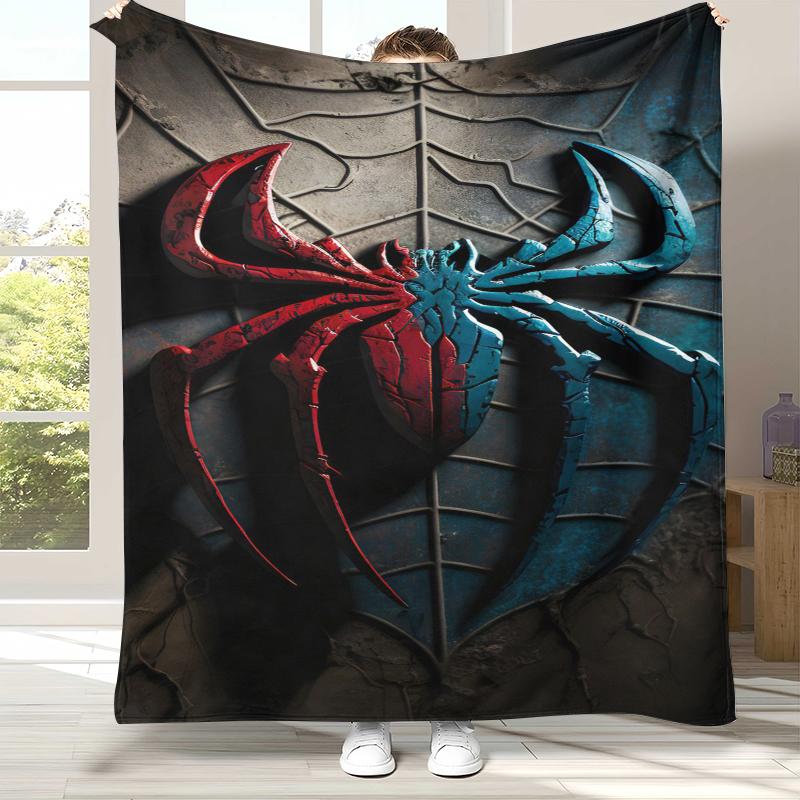 Marvel Avengers Spider Man Cartoon Flannel Blanket,Ultra Soft Warm Plush Throw for Home Bedroom Bed Sofa Cover Office Picnic