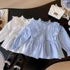 Girls' Stylish Ruffle Sleeve Shirt, Autumn & Spring Korean Fashion, Long Sleeve AQA031