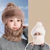 1Pcs Winter Knitted Hat Scarf Mask One-Piece Plush Pompom Beanies For Women Outdoor Cycling Cap Ears Neck Protection Skiing Cap