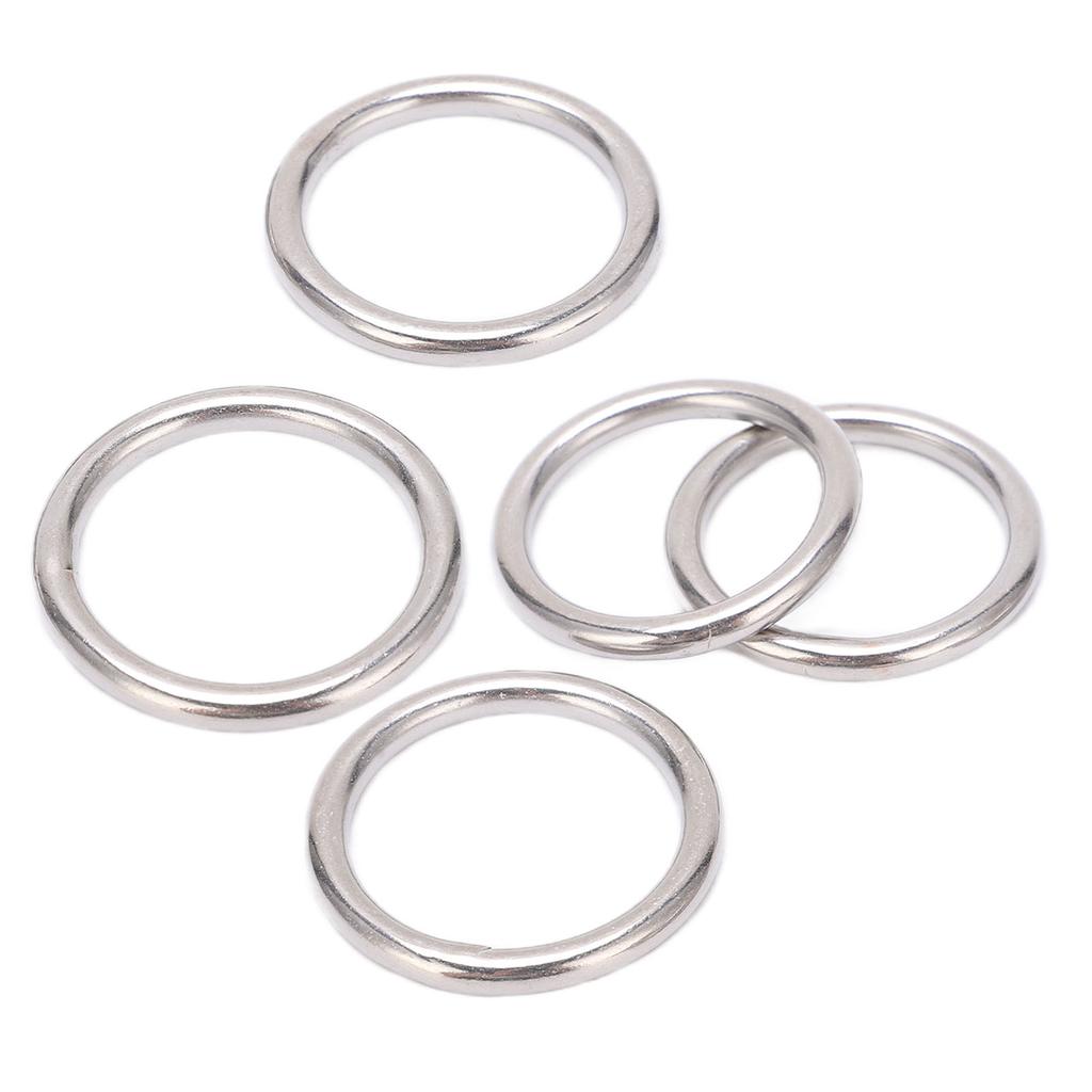5Pcs 304 Grade Stainless Steel Round O Rings Multi Purpose Seamless Welding O Ring for Yoga Rings Hammock Sailing