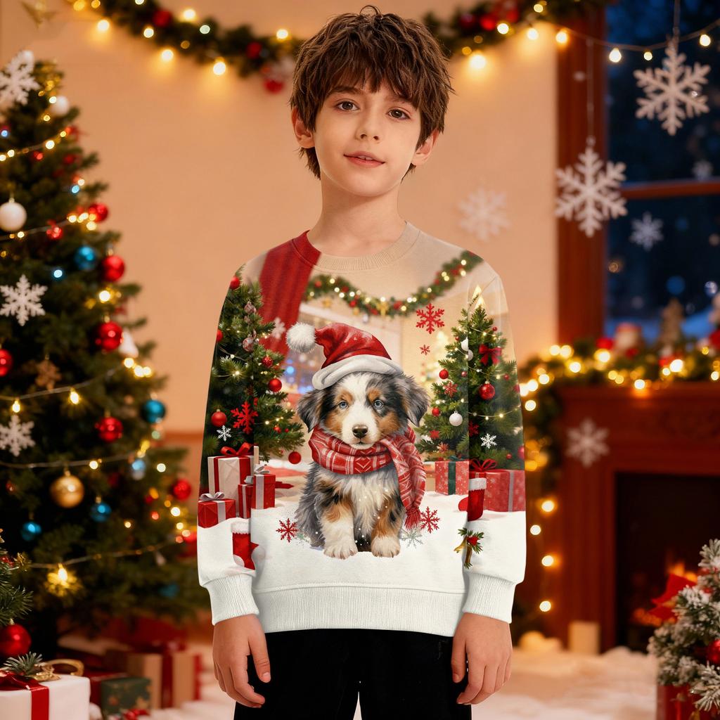 Vánoční mikina Chlapci Dívky Ošklivá Vánoční košile Crewneck Batole Dlouhý rukáv Pulovr Outfit Topy