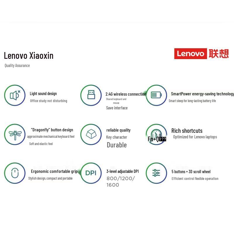 

Lenovo Xiaoxin K1P Wireless Quiet Keyboard and Mouse Combo