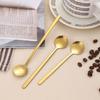 4 Stück Lange Griffe Eisportionierer Kaffee Tee Rührlöffel Edelstahl Gold Besteckset Geschirr Küche Abendessen Besteckset