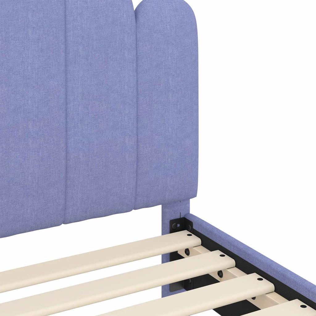 Kids Bed Frame with Headboard Jeans Blue 70 X 140 Cm Fabric