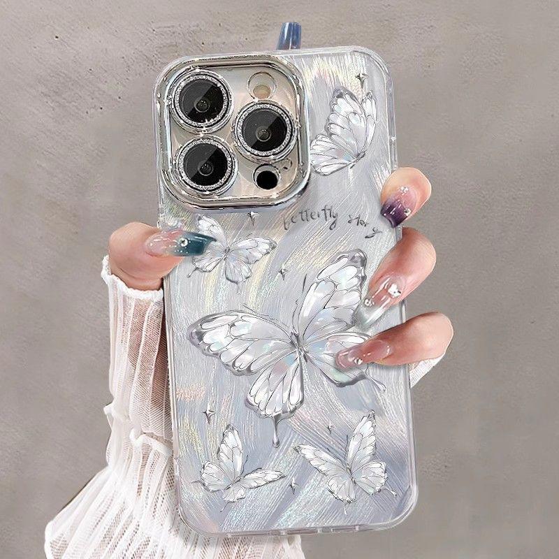 Japanese and Korean Girl Dreamy Butterfly Suitable for Apple 16promax15 14 Mobile Phone Case Advanced Protective Case