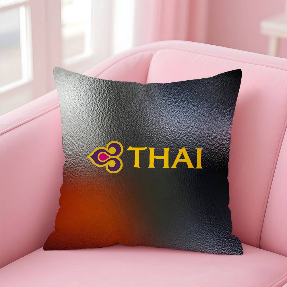 Thai Airways International Pillow Case Comfort Sofa Bed Silky Elegant Invisible Zipper Custom Decorative Cushion Cover