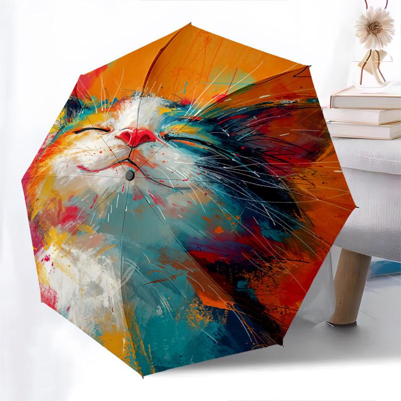 Abstract Art, Colorful Painting- Automatic Umbrella, Four Seasons Portable Folding Umbrella, Suitable for Men and Women, Travel, Daily Compa