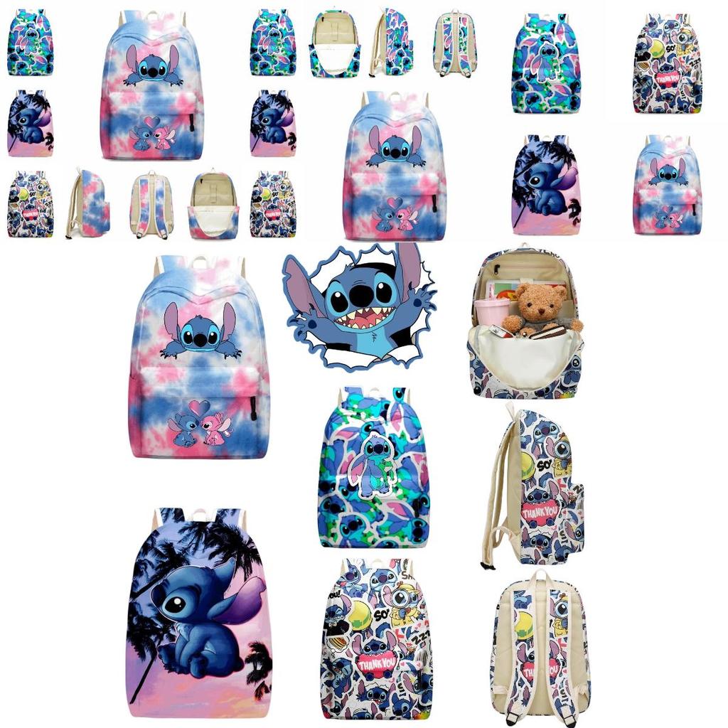 Zaino carino di Stitch per bambini con scomparti con cerniera e tasche