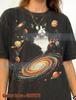 Vintage Space Cat Galaxy Graphic Comfort Colors® Tshirt, Retro Tuxedo Cat Lover Faded T-Shirt, Cosmic Y2K Streetwear Animal Universe Gift