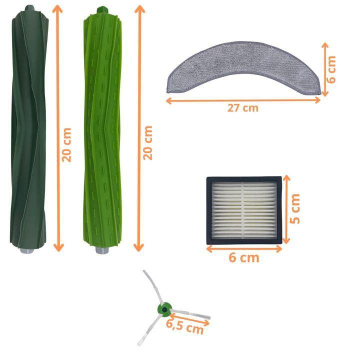 Pack accessoires pour iRobot Roomba Combo J7 PLUS / Combo J9 PLUS - Filtre/Serpillère/Brosse latérale/Rouleau extracteur Phonillico®