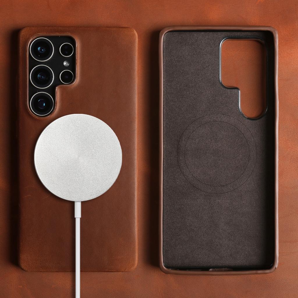 Vintage Genuine Leather Case for Samsung Galaxy S26 Ultra S25 S24 S23 S22 S21 S20 S25FE Magnetic PULL-UP Cowhide Phone Cover