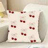 Pink Bow Cherry Cushion Cover Reversible Plush Pillow Cover For Car Sofa Bedroom Decorative Gift Pillowcase