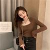 New Fashion Square Neck Slim Fit Knitted Sweater for Women Autumn Long Sleeve Slim Fit Chic Base Sweaters Women Casual Solid Winter Pullovers 25393