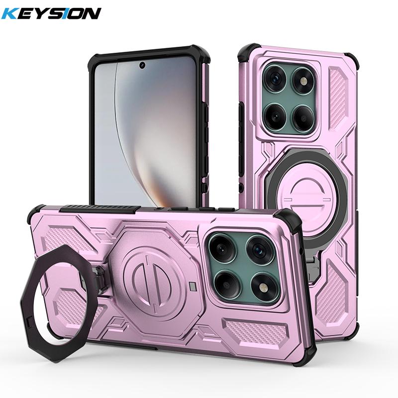 KEYSION Shockproof Magnetic Case for Motorola Edge 60 Fusion 5G Upright Live Ring Stand Phone Back Cover for MOTO Edge 60 60S 5G