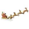 Santa with 8 Reindeer Ornament Christmas Scene Decoration Glowing Resin Art Statue for Tabletop Gift